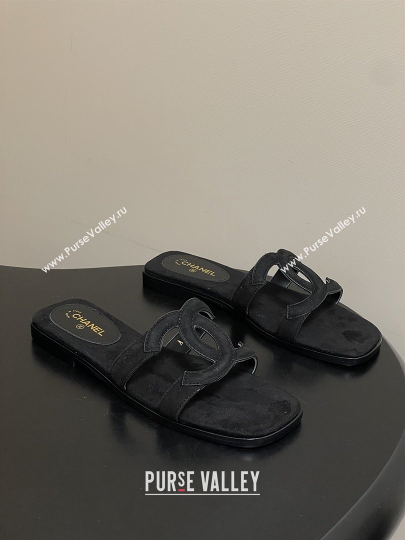 Chanel Suede Mules Sandals G47250 Black 2026 (MD-26032615)