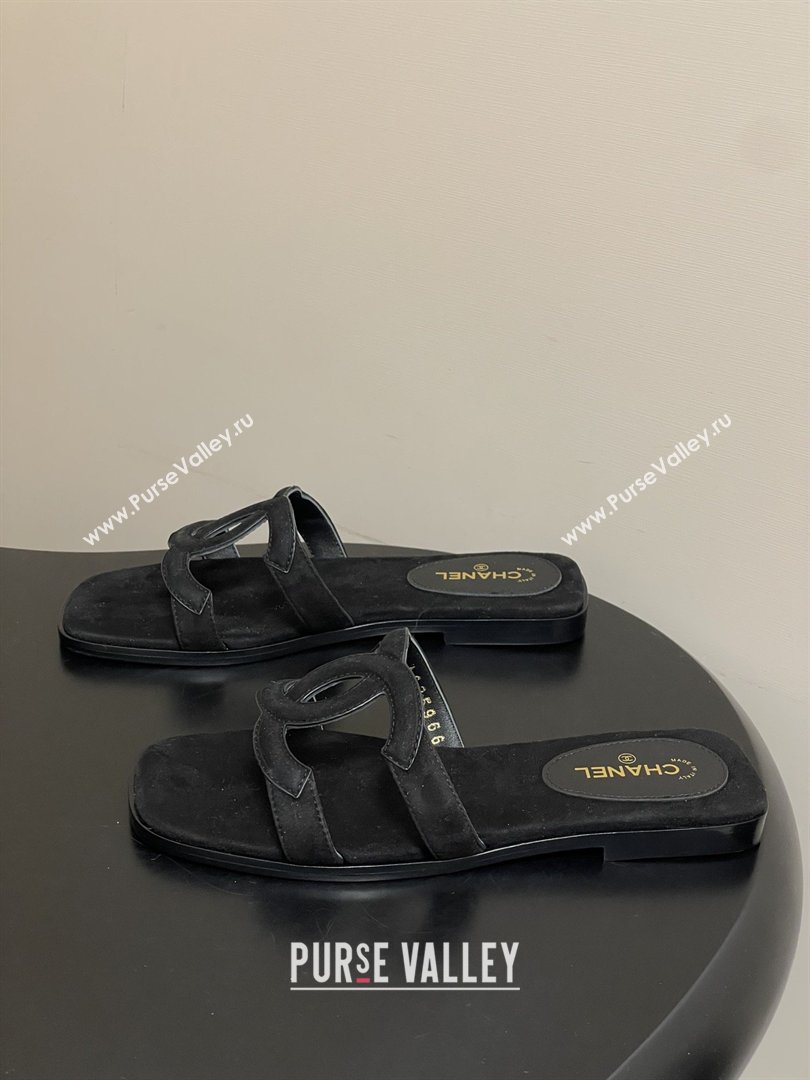 Chanel Suede Mules Sandals G47250 Black 2026 (MD-26032615)