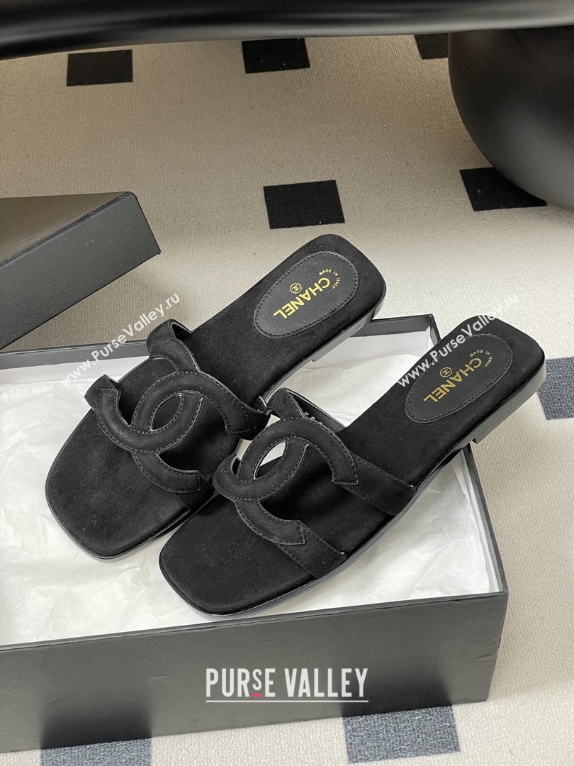 Chanel Suede Mules Sandals G47250 Black 2026 (MD-26032615)