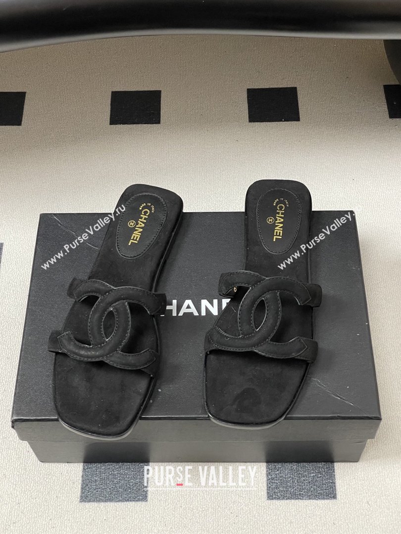 Chanel Suede Mules Sandals G47250 Black 2026 (MD-26032615)