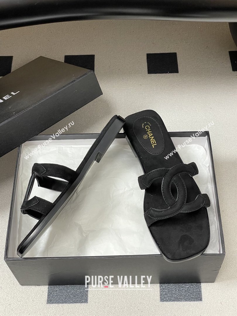 Chanel Suede Mules Sandals G47250 Black 2026 (MD-26032615)