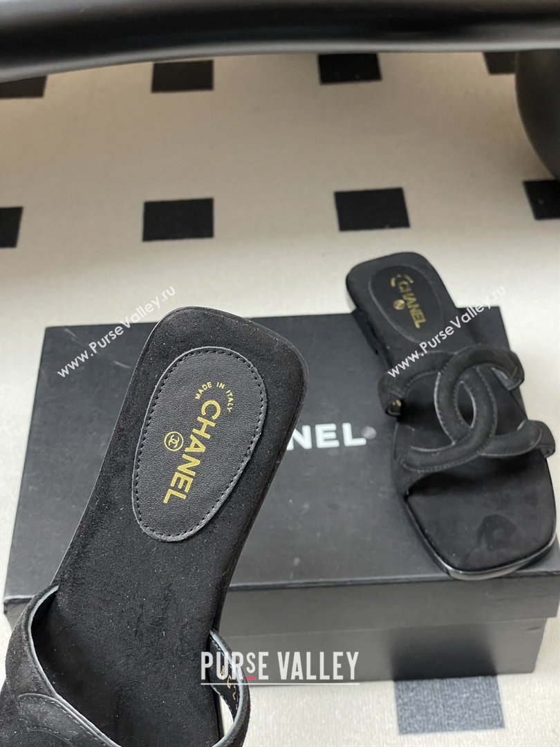 Chanel Suede Mules Sandals G47250 Black 2026 (MD-26032615)