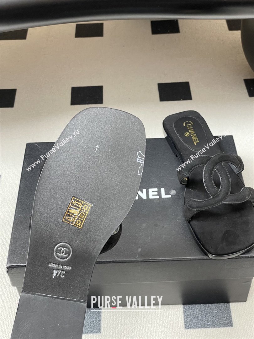 Chanel Suede Mules Sandals G47250 Black 2026 (MD-26032615)
