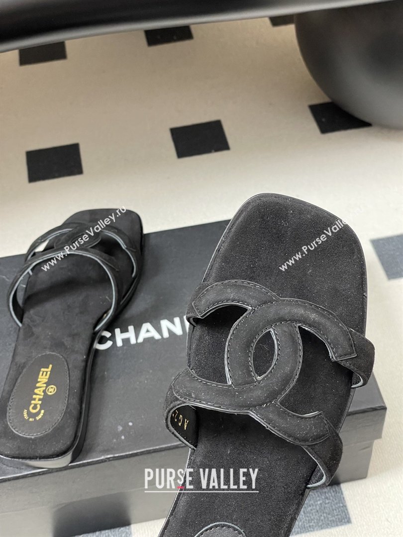 Chanel Suede Mules Sandals G47250 Black 2026 (MD-26032615)