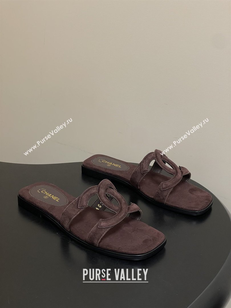 Chanel Suede Mules Sandals G47250 Coffee Brown 2026 (MD-26032616)
