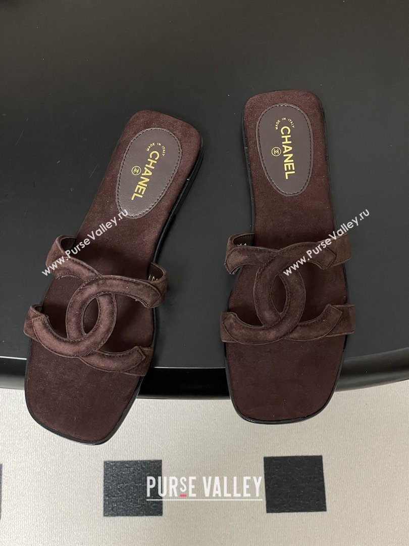 Chanel Suede Mules Sandals G47250 Coffee Brown 2026 (MD-26032616)