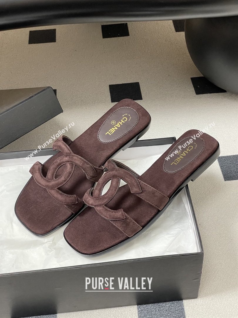 Chanel Suede Mules Sandals G47250 Coffee Brown 2026 (MD-26032616)