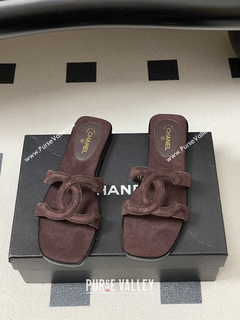 Chanel Suede Mules Sandals G47250 Coffee Brown 2026 (MD-26032616)