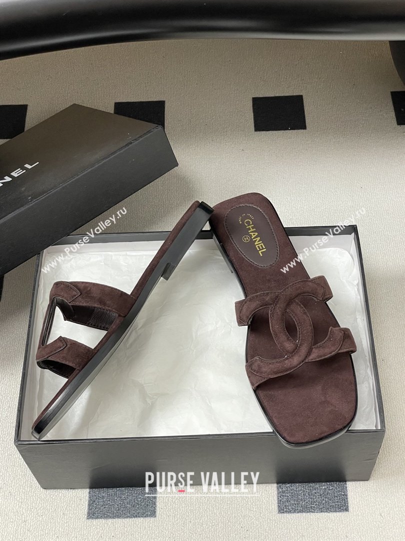 Chanel Suede Mules Sandals G47250 Coffee Brown 2026 (MD-26032616)