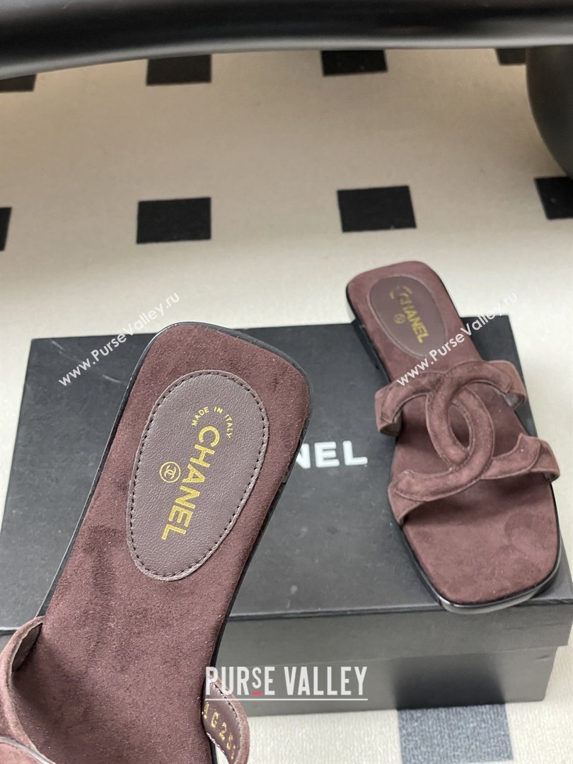 Chanel Suede Mules Sandals G47250 Coffee Brown 2026 (MD-26032616)
