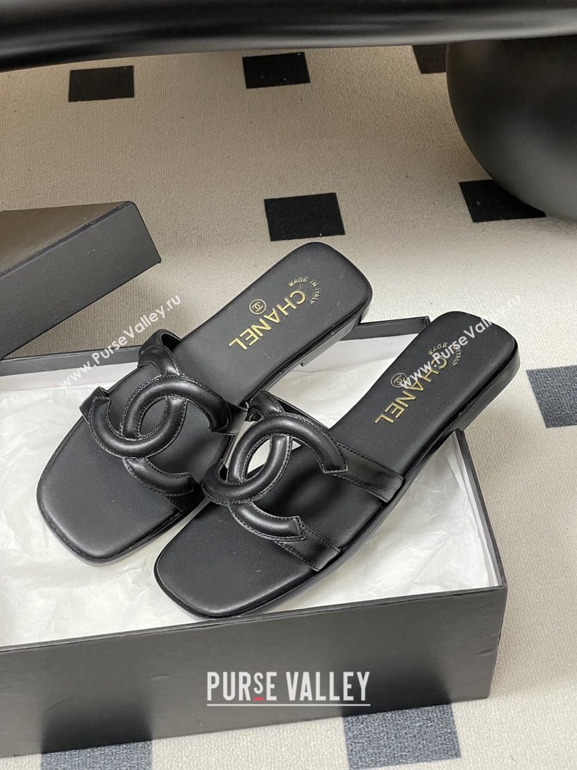 Chanel Lambskin Mules Sandals G47250 Black 2026 (MD-26032617)