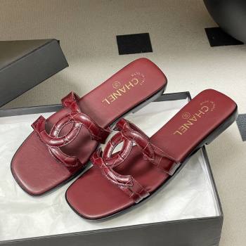 Chanel Crocodile-patterned Calfskin Mules Sandals G47250 Burgundy 2026 (MD-26032621)