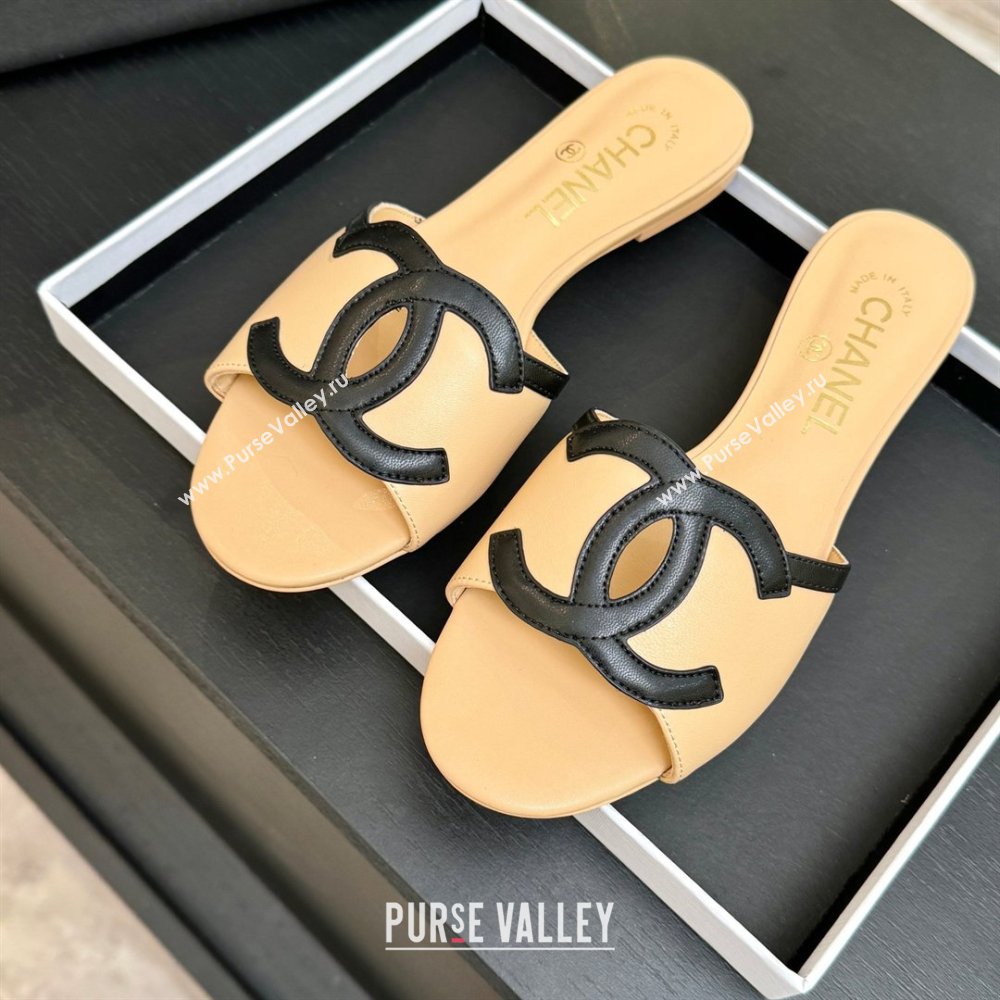 Chanel Lambskin Flat Mules Sandals G47252 Beige 2026 (MD-26032511)