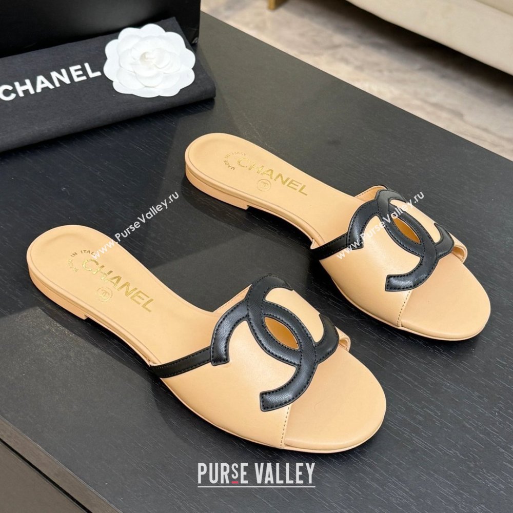 Chanel Lambskin Flat Mules Sandals G47252 Beige 2026 (MD-26032511)