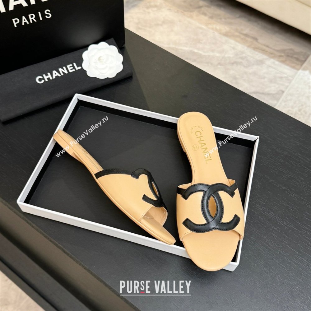 Chanel Lambskin Flat Mules Sandals G47252 Beige 2026 (MD-26032511)