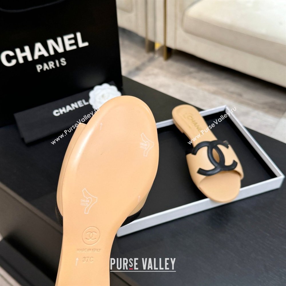Chanel Lambskin Flat Mules Sandals G47252 Beige 2026 (MD-26032511)