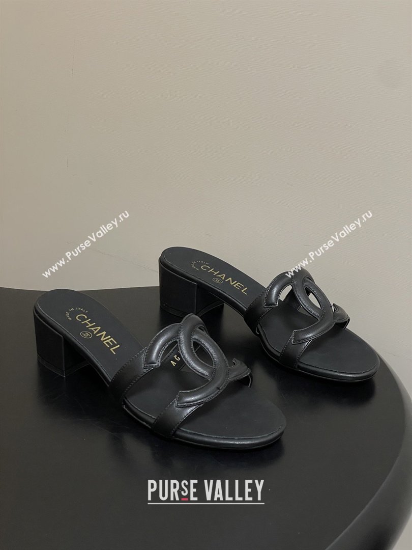 Chanel Lambskin Heeled Mules Sandals G47250 Black 2026 (MD-26032626)