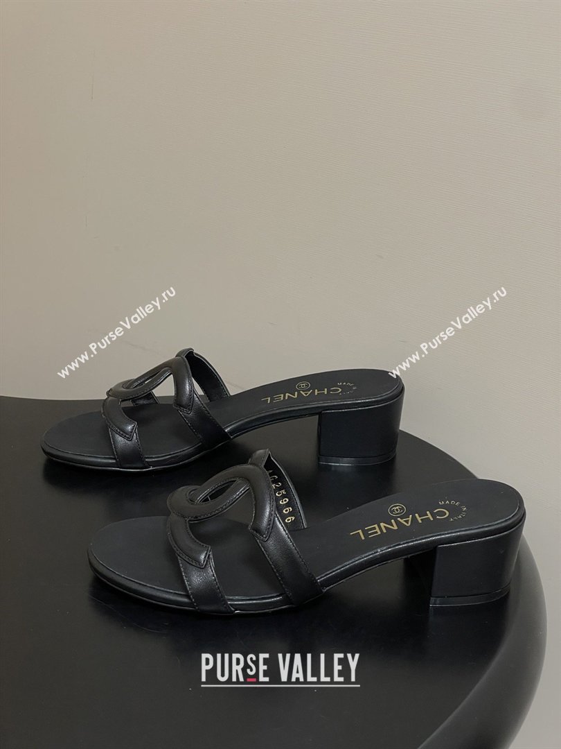 Chanel Lambskin Heeled Mules Sandals G47250 Black 2026 (MD-26032626)