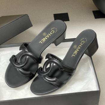 Chanel Lambskin Heeled Mules Sandals G47250 Black 2026 (MD-26032626)