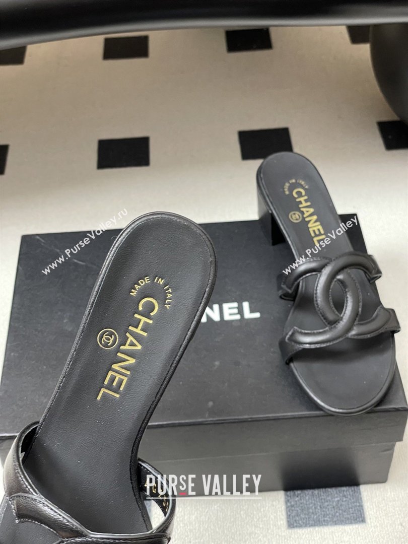 Chanel Lambskin Heeled Mules Sandals G47250 Black 2026 (MD-26032626)