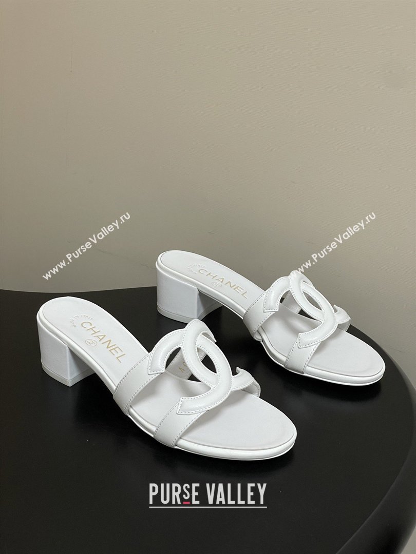 Chanel Lambskin Heeled Mules Sandals G47250 White 2026 (MD-26032627)