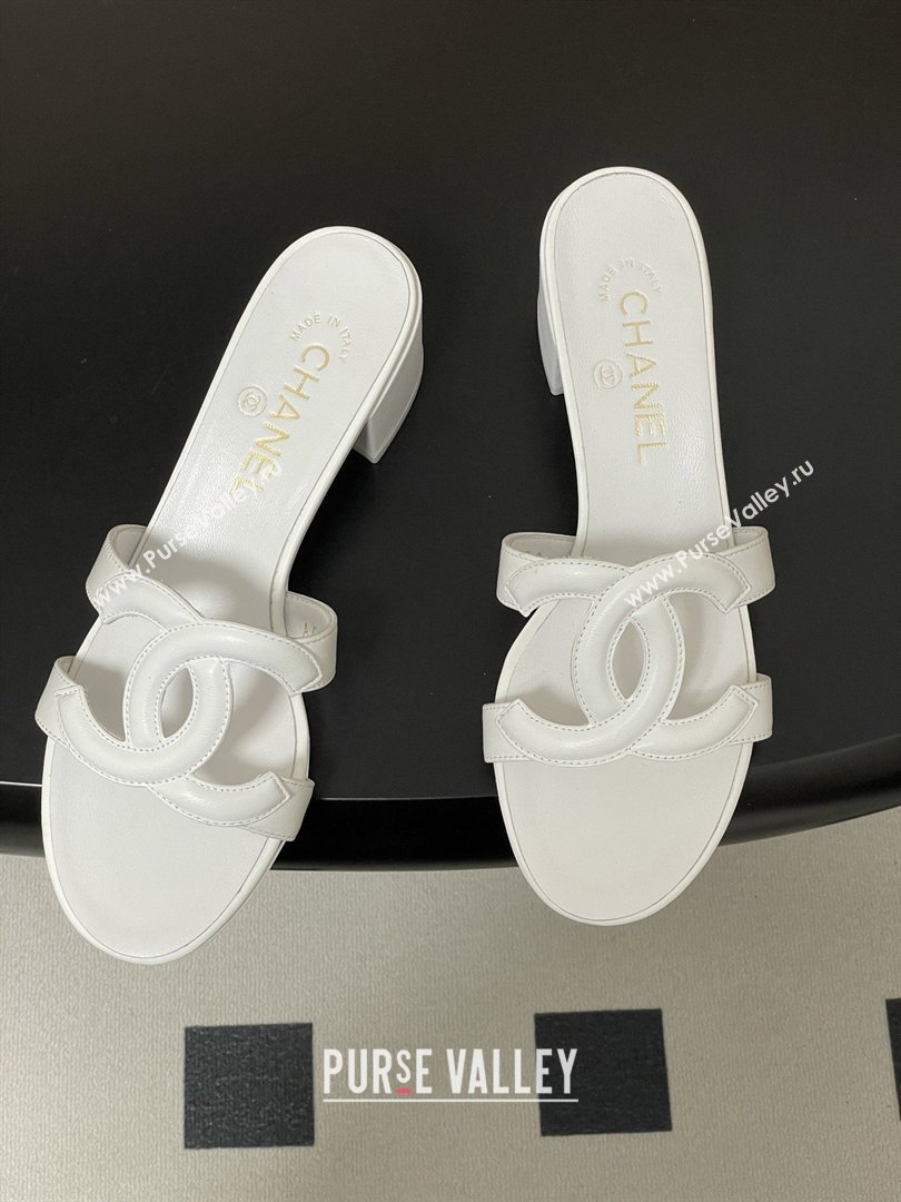 Chanel Lambskin Heeled Mules Sandals G47250 White 2026 (MD-26032627)