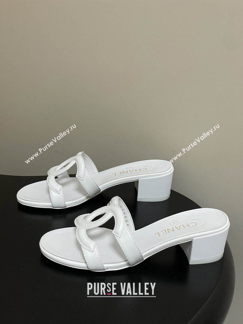 Chanel Lambskin Heeled Mules Sandals G47250 White 2026 (MD-26032627)