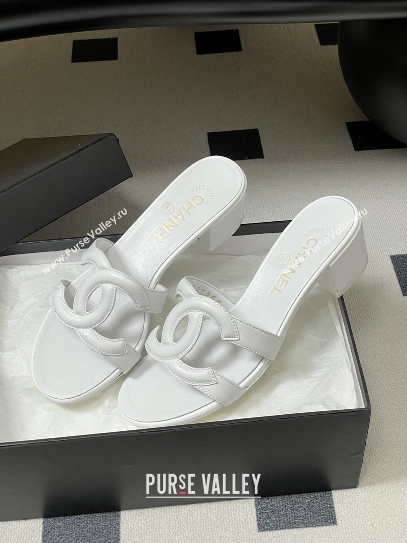 Chanel Lambskin Heeled Mules Sandals G47250 White 2026 (MD-26032627)