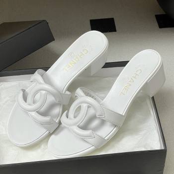 Chanel Lambskin Heeled Mules Sandals G47250 White 2026 (MD-26032627)