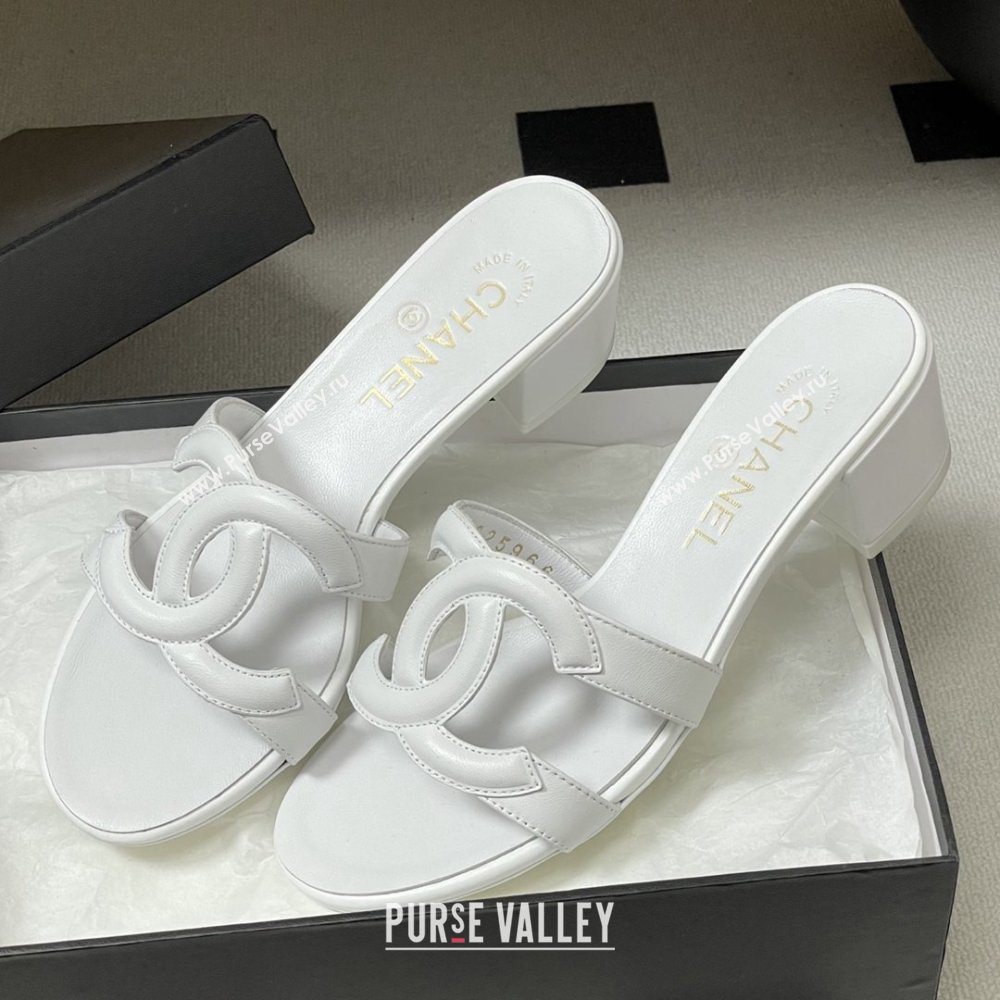 Chanel Lambskin Heeled Mules Sandals G47250 White 2026 (MD-26032627)