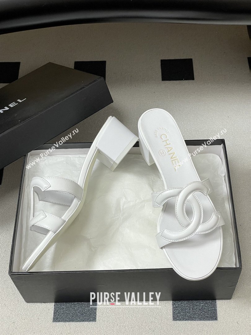 Chanel Lambskin Heeled Mules Sandals G47250 White 2026 (MD-26032627)