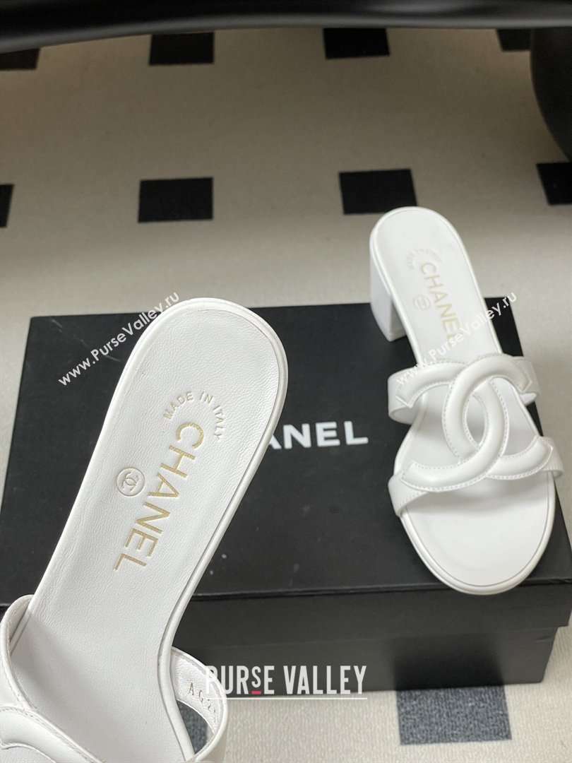 Chanel Lambskin Heeled Mules Sandals G47250 White 2026 (MD-26032627)