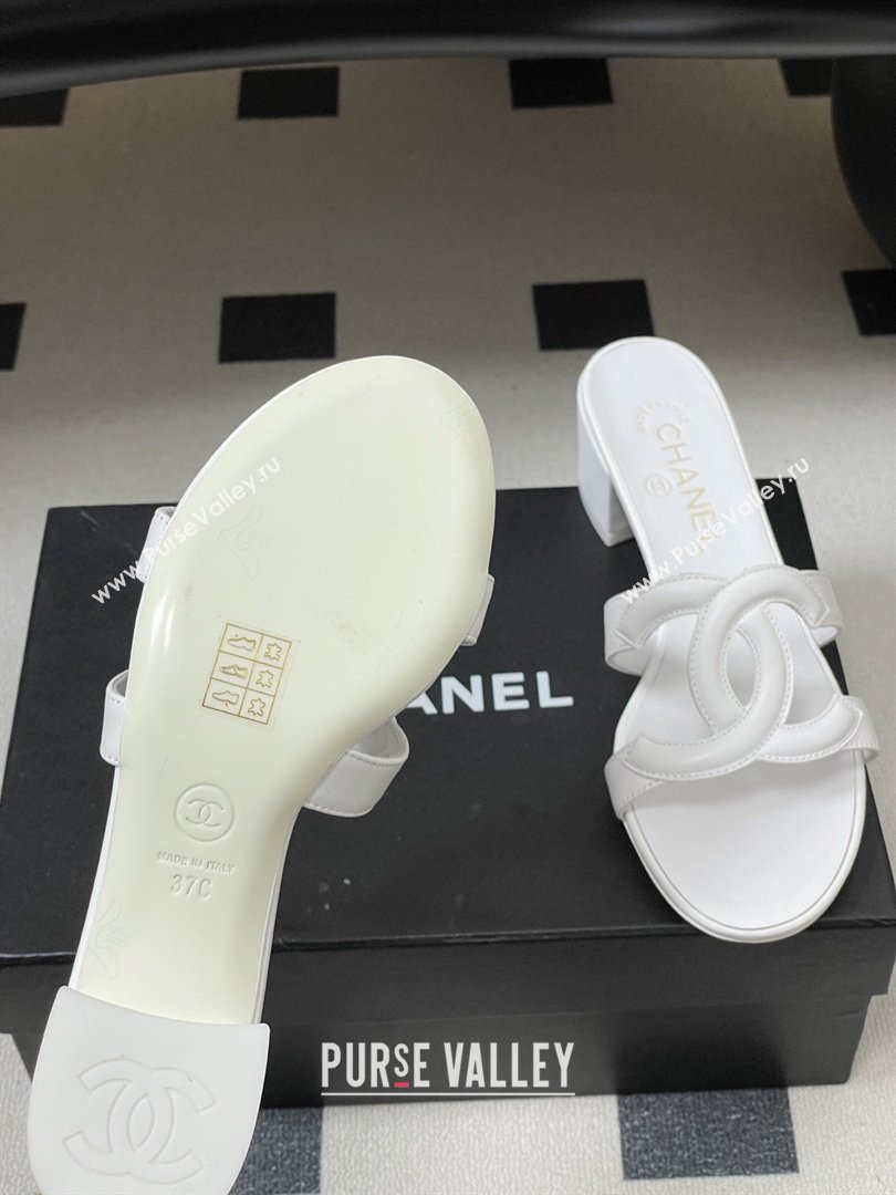 Chanel Lambskin Heeled Mules Sandals G47250 White 2026 (MD-26032627)
