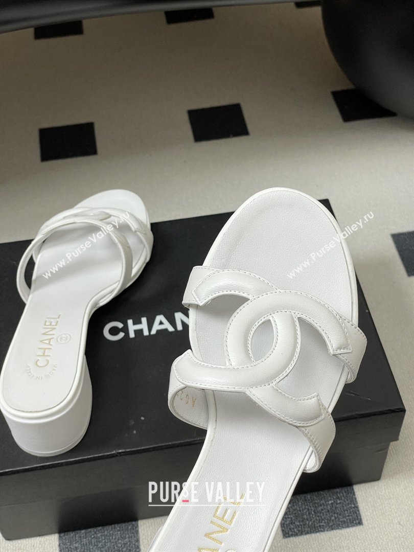 Chanel Lambskin Heeled Mules Sandals G47250 White 2026 (MD-26032627)