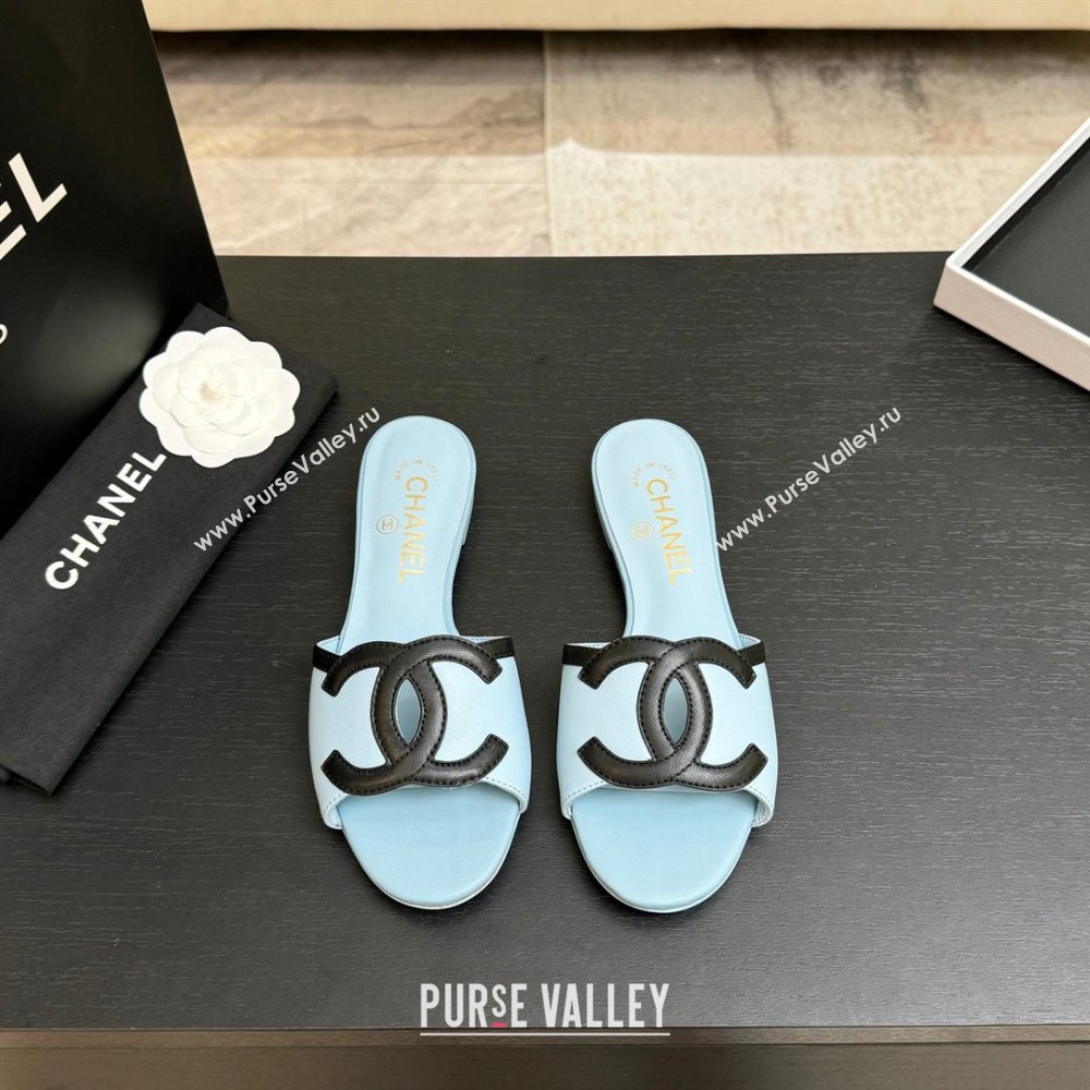 Chanel Lambskin Flat Mules Sandals G47252 Blue 2026 (MD-26032513)