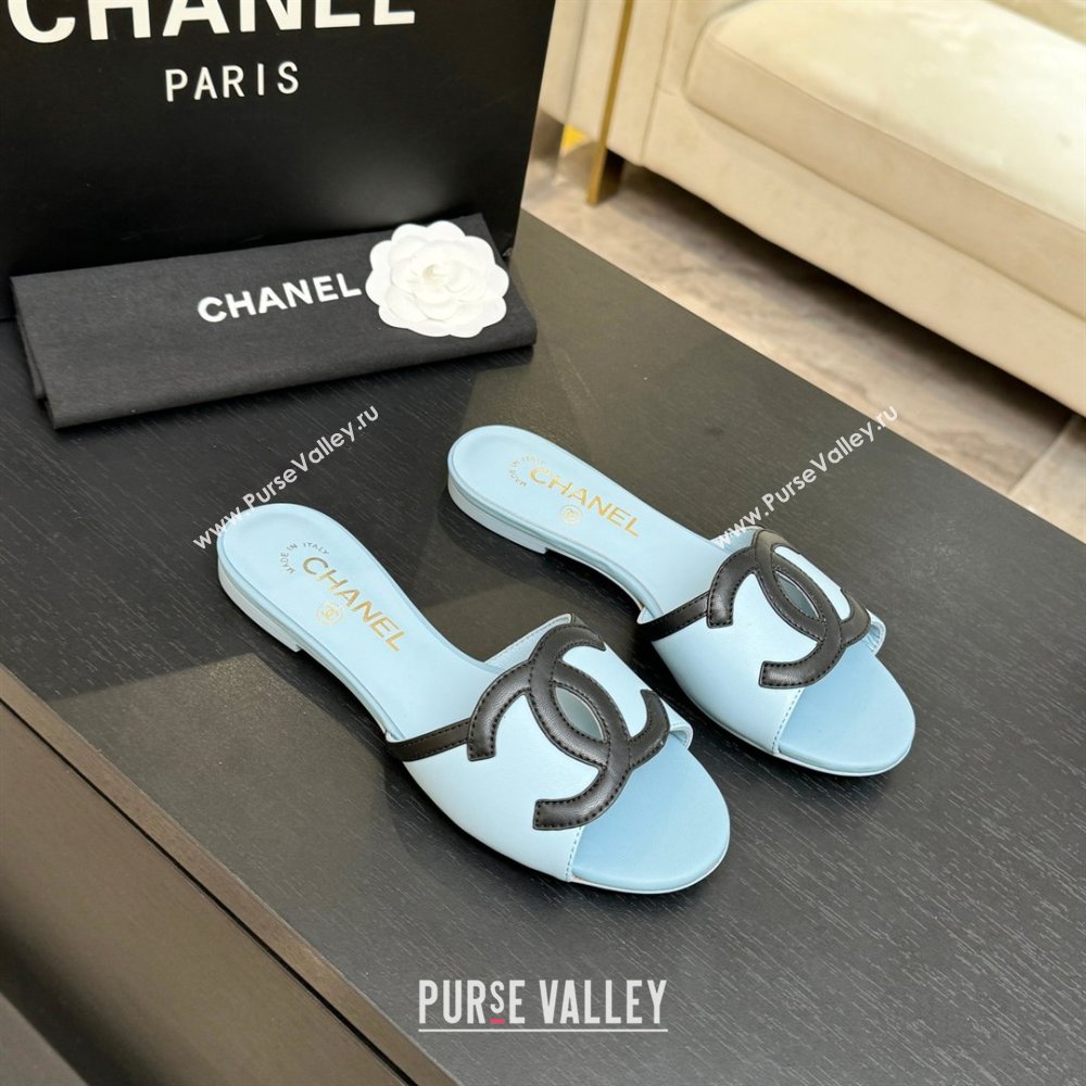 Chanel Lambskin Flat Mules Sandals G47252 Blue 2026 (MD-26032513)