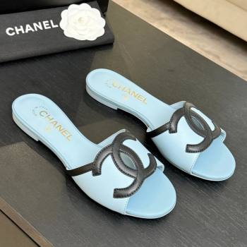 Chanel Lambskin Flat Mules Sandals G47252 Blue 2026 (MD-26032513)