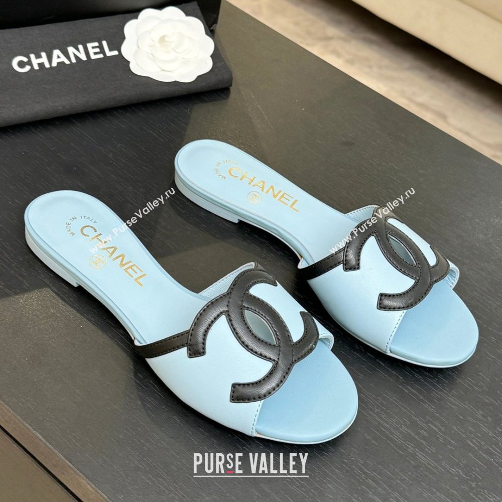 Chanel Lambskin Flat Mules Sandals G47252 Blue 2026 (MD-26032513)