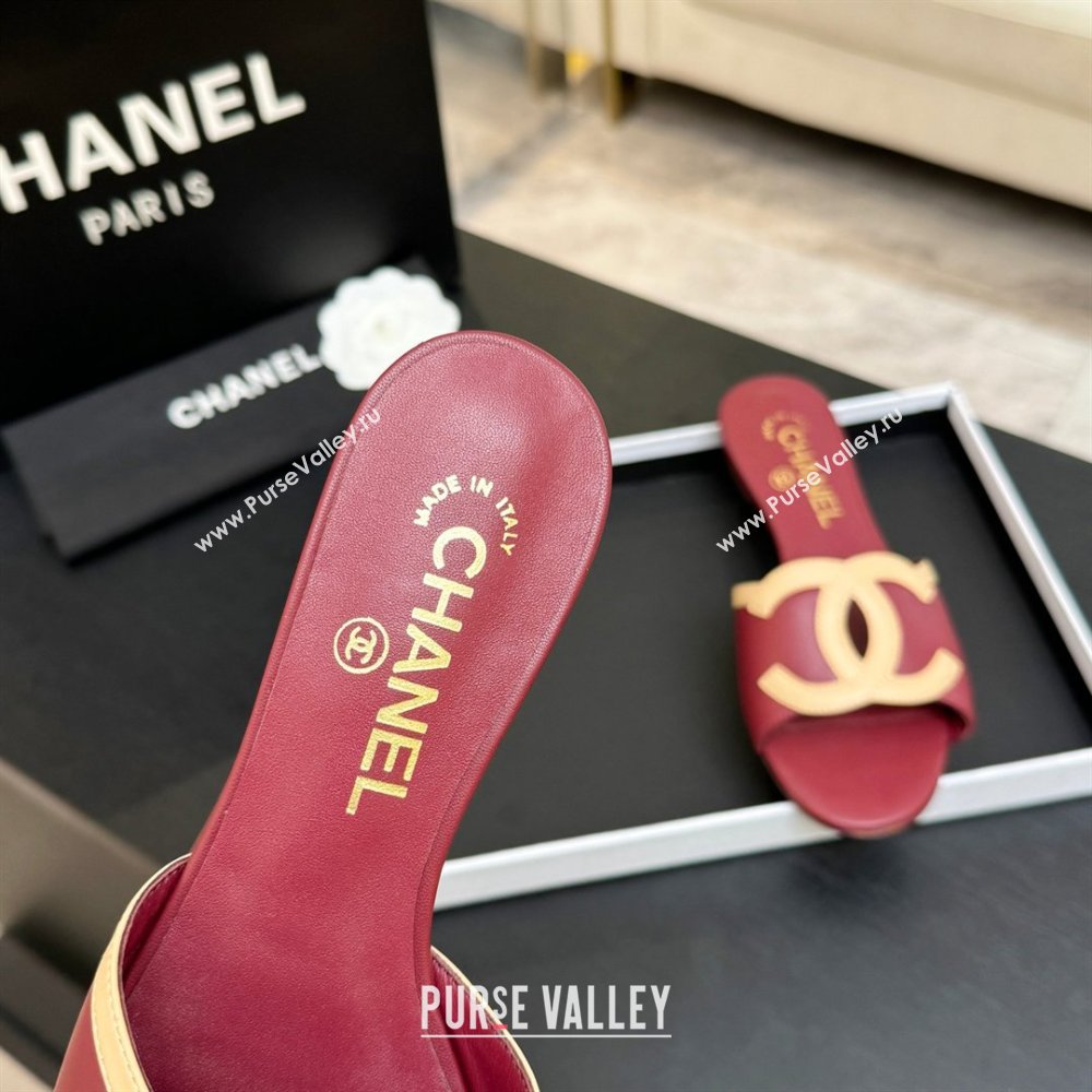 Chanel Lambskin Flat Mules Sandals G47252 Deep Red 2026 (MD-26032514)