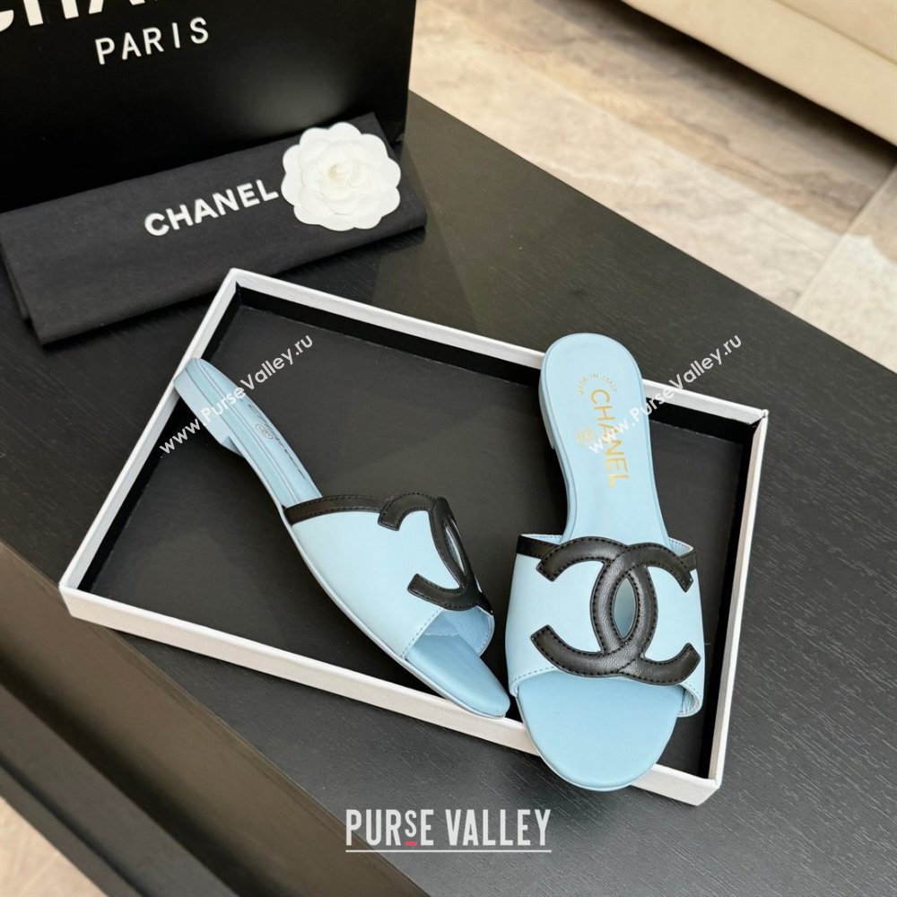 Chanel Lambskin Flat Mules Sandals G47252 Blue 2026 (MD-26032513)