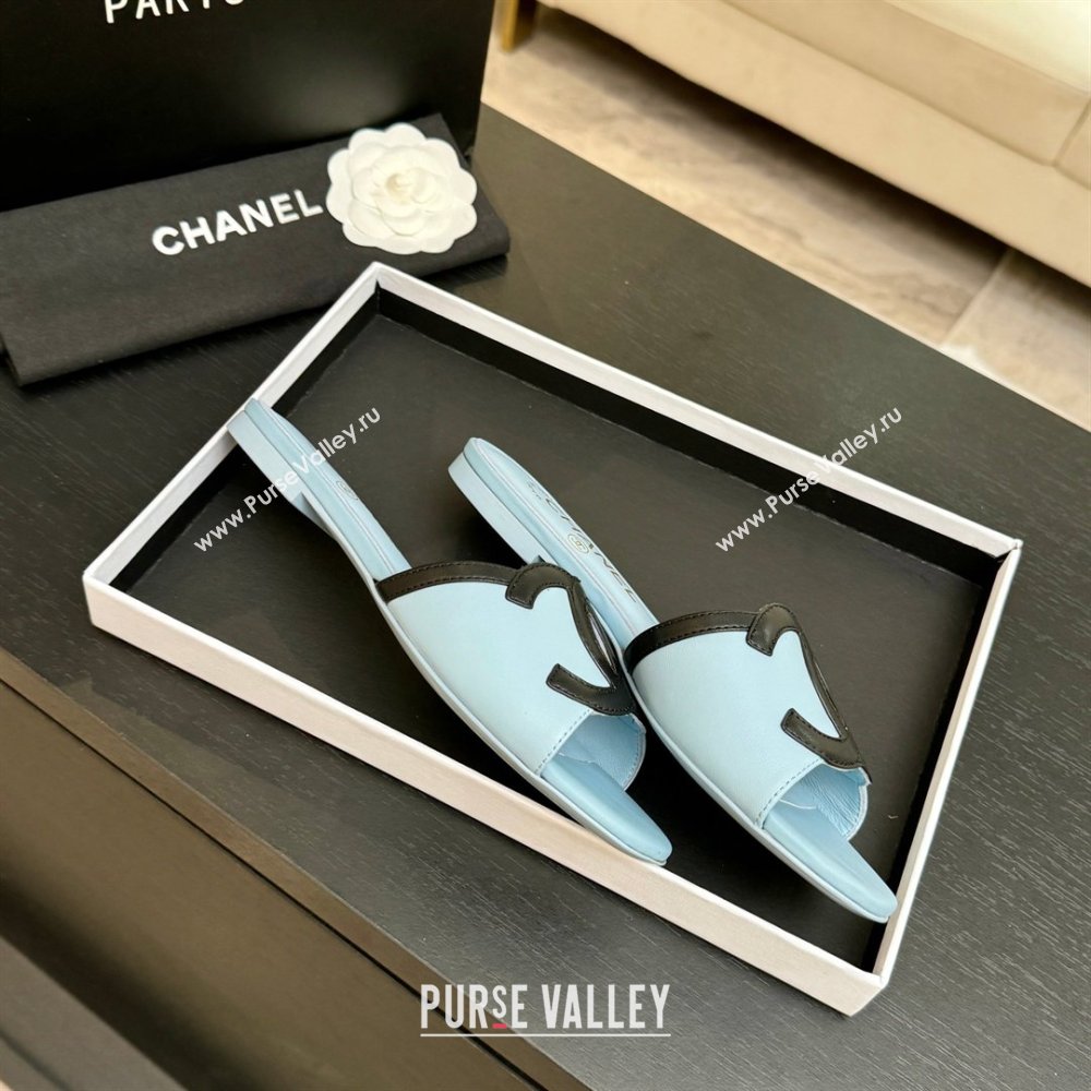 Chanel Lambskin Flat Mules Sandals G47252 Blue 2026 (MD-26032513)