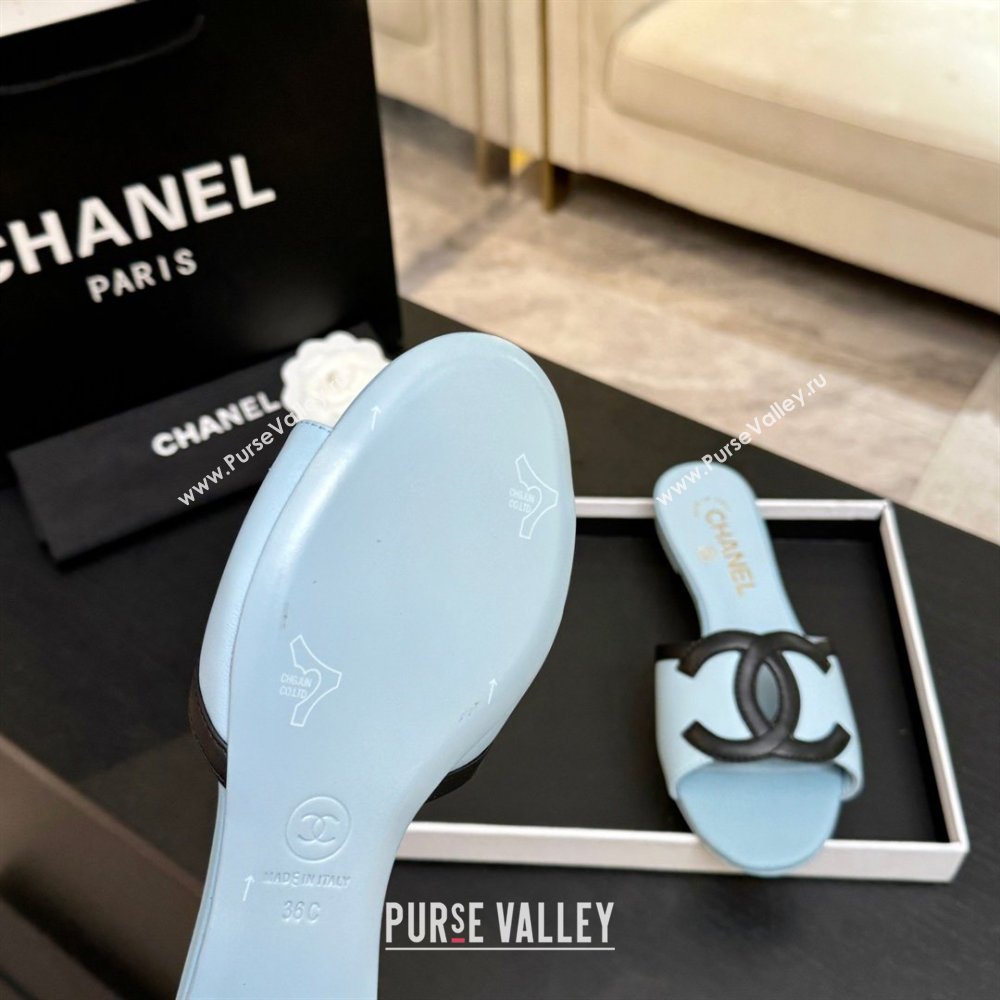 Chanel Lambskin Flat Mules Sandals G47252 Blue 2026 (MD-26032513)