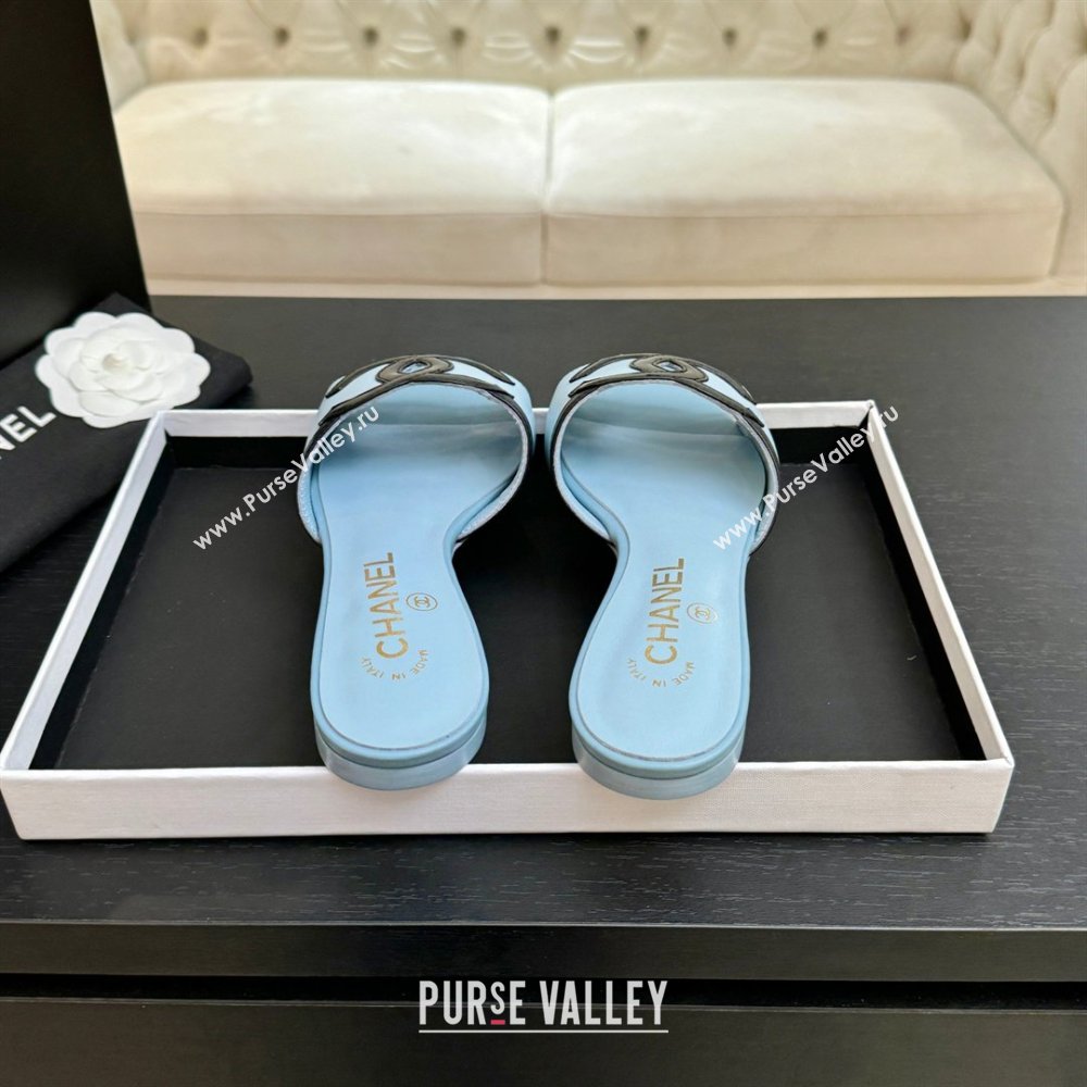 Chanel Lambskin Flat Mules Sandals G47252 Blue 2026 (MD-26032513)