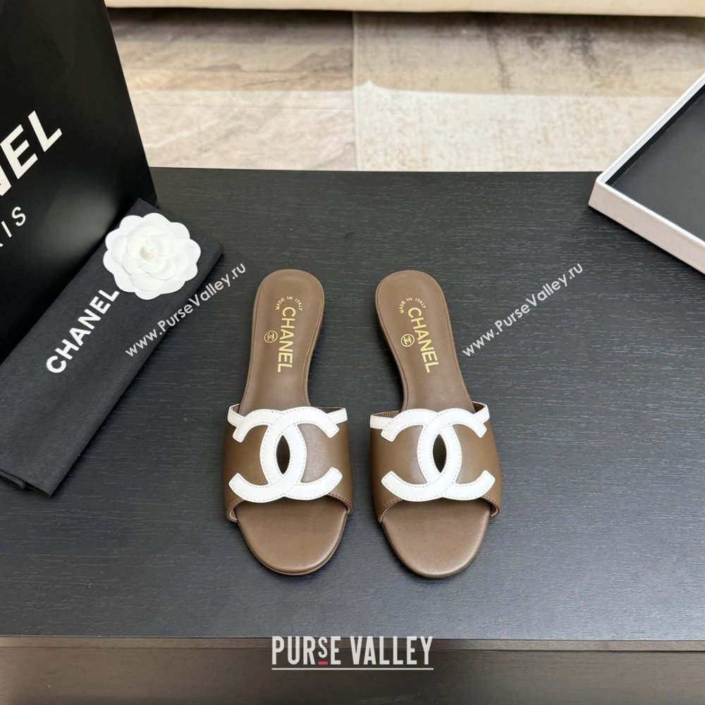 Chanel Lambskin Flat Mules Sandals G47252 Khaki 2026 (MD-26032515)