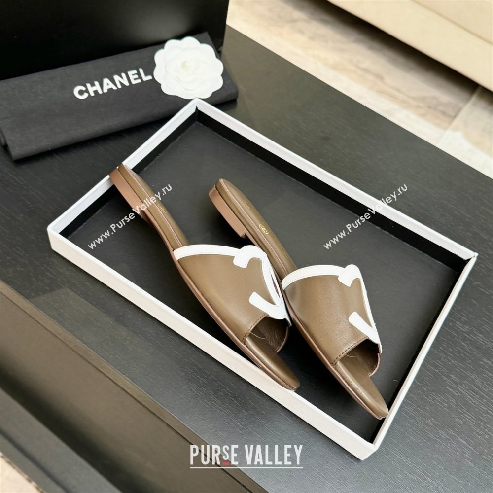 Chanel Lambskin Flat Mules Sandals G47252 Khaki 2026 (MD-26032515)