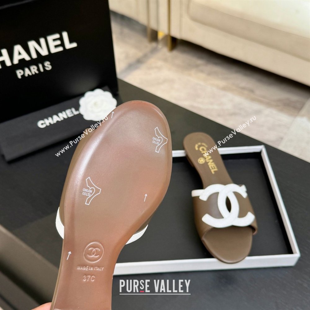 Chanel Lambskin Flat Mules Sandals G47252 Khaki 2026 (MD-26032515)