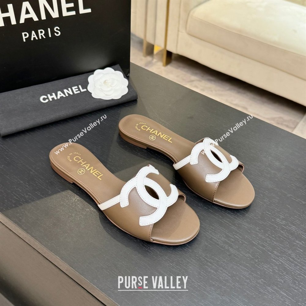 Chanel Lambskin Flat Mules Sandals G47252 Khaki 2026 (MD-26032515)