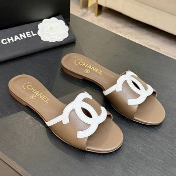 Chanel Lambskin Flat Mules Sandals G47252 Khaki 2026 (MD-26032515)