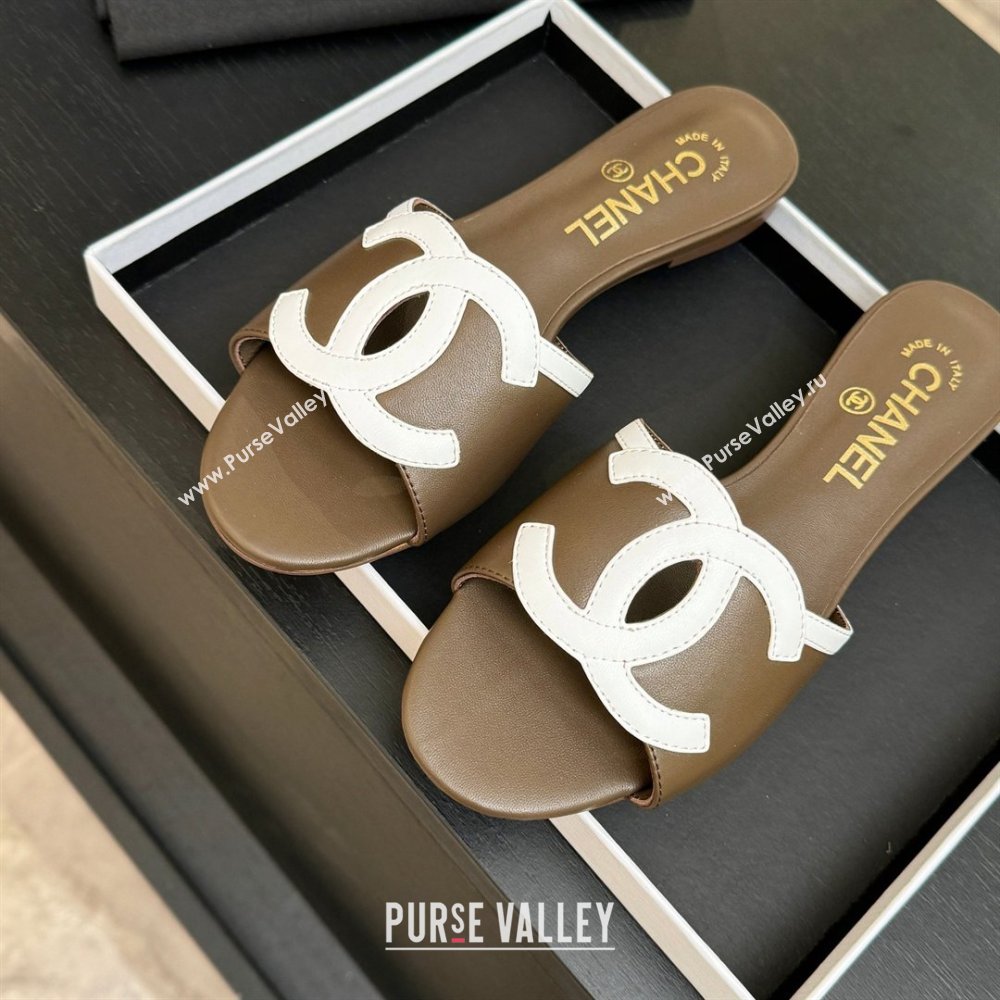 Chanel Lambskin Flat Mules Sandals G47252 Khaki 2026 (MD-26032515)