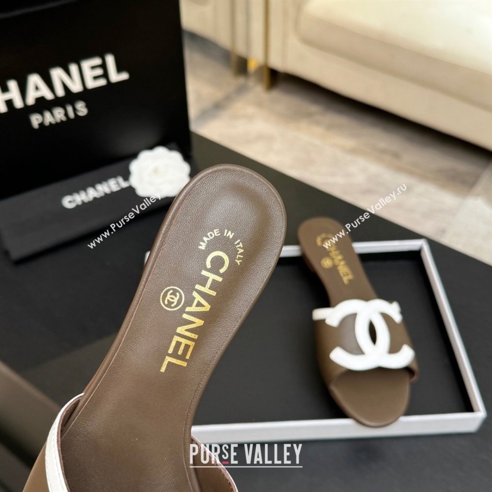 Chanel Lambskin Flat Mules Sandals G47252 Khaki 2026 (MD-26032515)